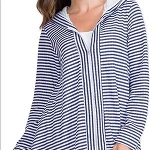 Simply Noelle Striped Zip-Up Tunic Hoodie | Sz S